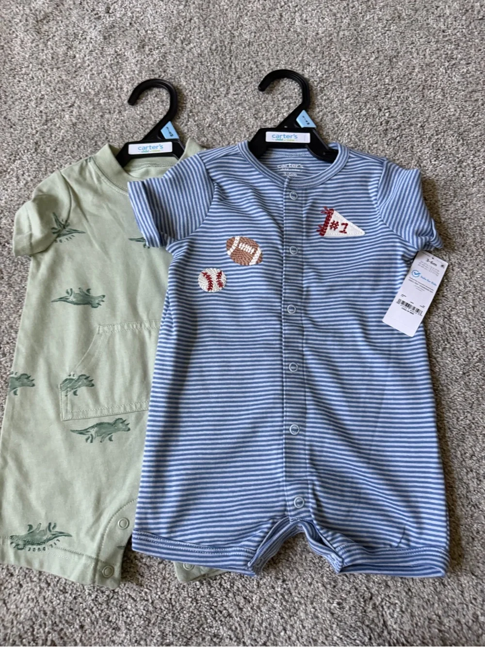 Carter's Blue & Light Green Short-Sleeve One-Piece Set